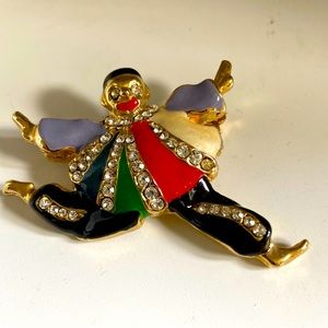 Clown pin He’s leaping & sparkling with all the rhinestones & enameling